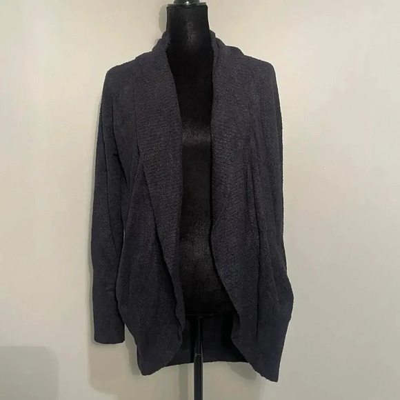 Barefoot Dreams CozyChic Lite Circle Cardigan in Black - Picture 1 of 10